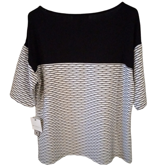 Liz Claiborne Abstract Expression Blk/White Button Accent Tile Stripe Design XL - Picture 7 of 8